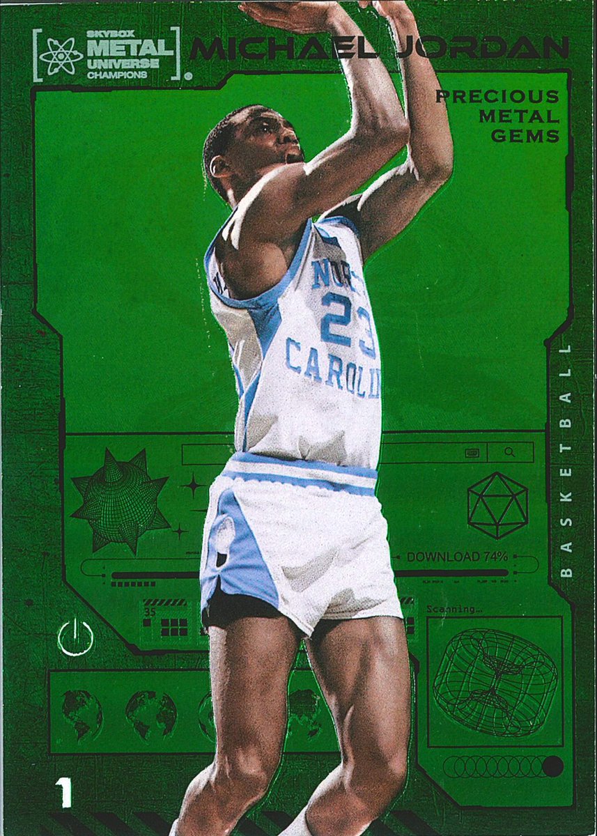 Have you come across this UNANNOUNCED insert in 2023 Skybox Metal Universe Champions?! 🤯🐐 The 2023 Metal Universe Michael Jordan UNC Variant can be found as a: - SSP Base - Red PMG #'d to 100 - Green PMG #'d to 10