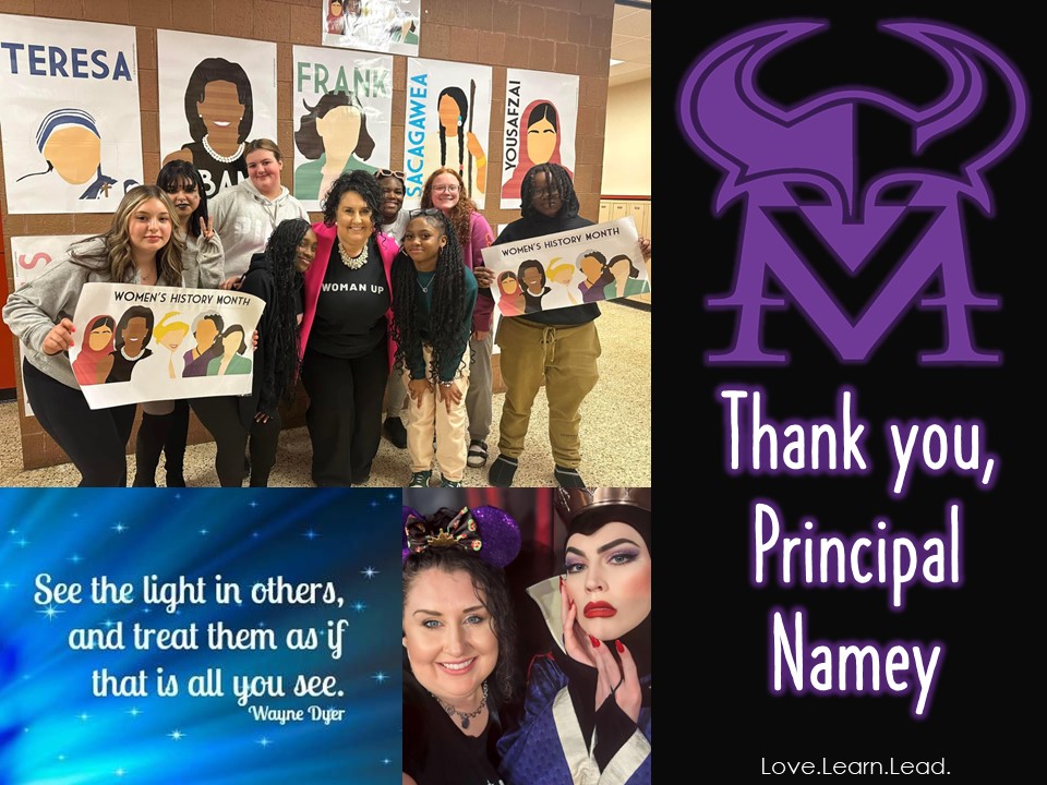 Happy National Principal's Day to our loving and legendary Principal Namey! Thank you for igniting our passion and inspiring our lives!💡☀️🌅🖤💜 #MAMSStaffVALOR #MAMSBetheLight #MAMSVikingVALOR #HCPSChoosetoShine #HCPSProud