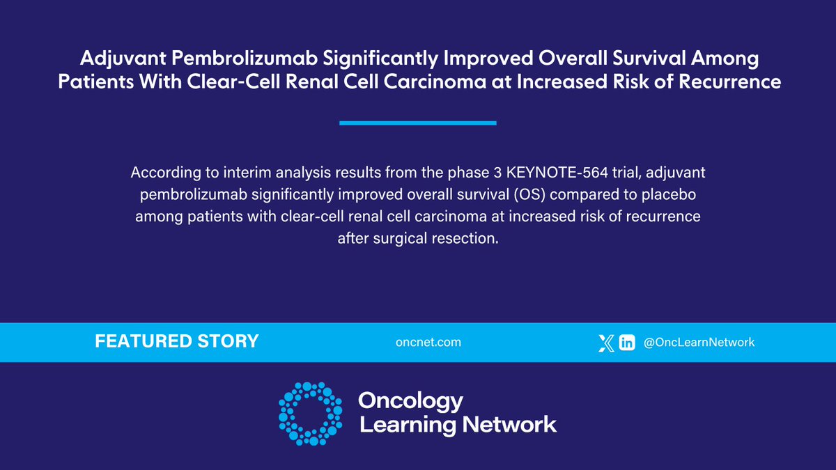 According to @DrChoueiri and coauthors, 'Adjuvant pembrolizumab was associated with a significant and clinically meaningful improvement in overall survival, as compared with placebo.' Learn more: hmpgloballearningnetwork.com/site/onc/news/…

#medtwitter #onctwitter