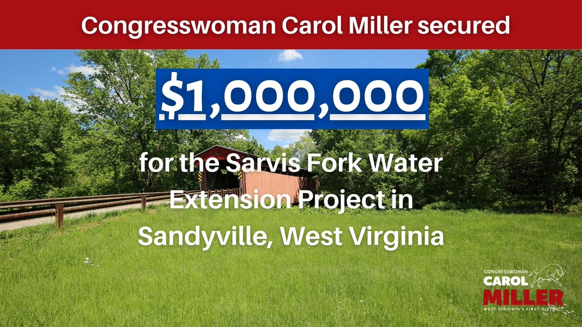 🚨Community Funding Alert: I secured $1,000,000 for the Sarvis Fork Water Extension Project in Sandyville, WV. These funds will help provide public clean drinking water to residents and businesses.