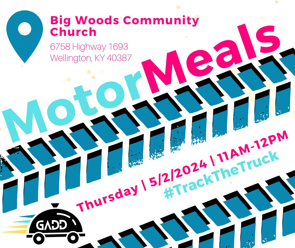 Look out, seniors! #MotorMeals is headed to Big Woods Community Church tomorrow from 11 to noon. Stop by and let us serve you lunch! #TrackTheTruck