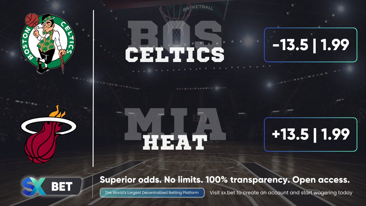 Our users consistently get an incredibly secure trading experience and the best odds in the entire world 🏀 Are you rocking withe Celtics or Heat to cover at 1.99? Profit more when you trade on SX Bet today 👇