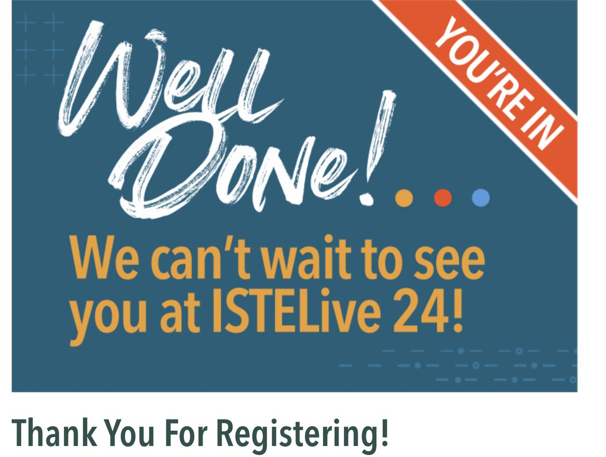 Busy day today! One of the best parts... Registered for #ISTELive To stay ahead of the trends and tools of the future.