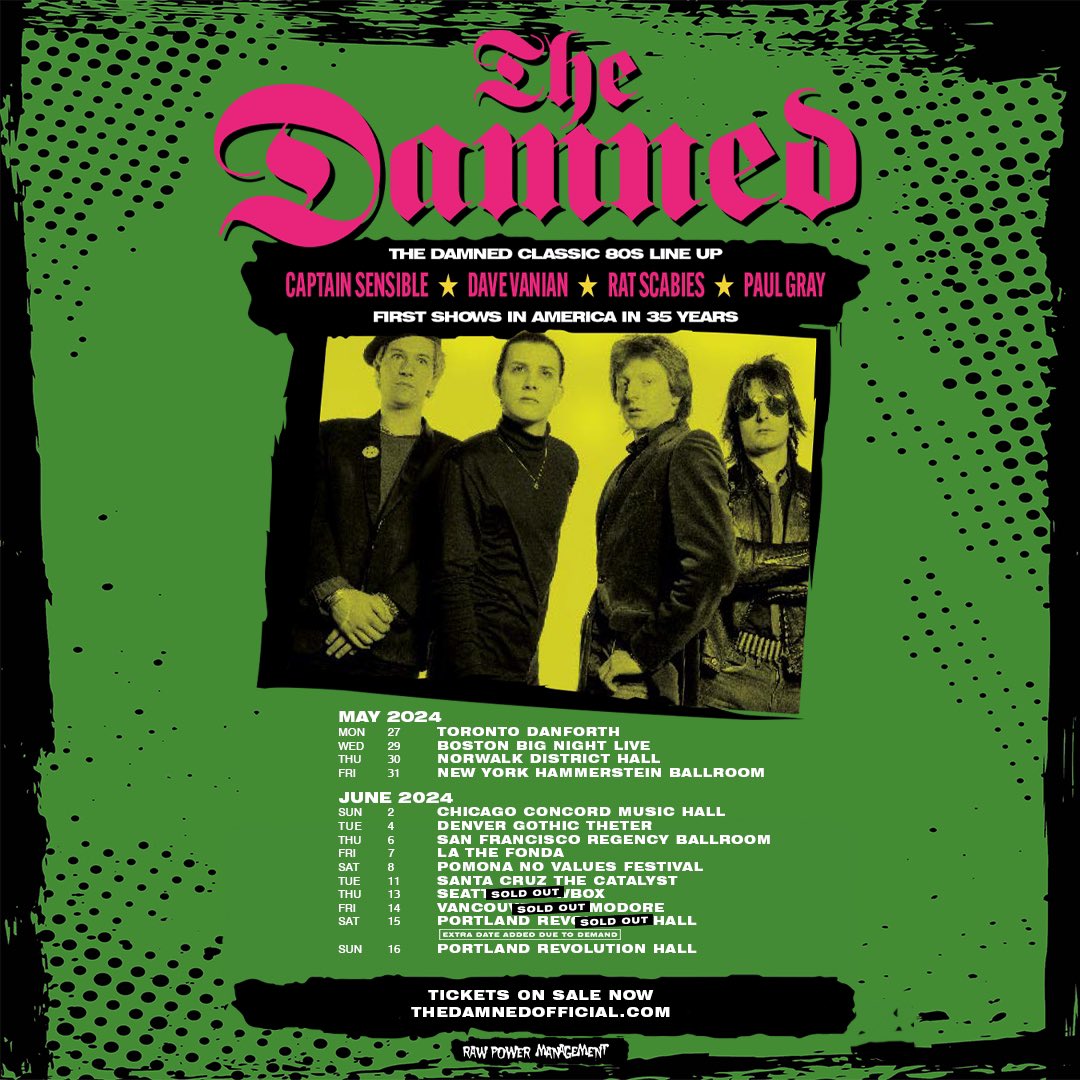 LOS ANGELES SHOW ADDED!🇺🇸 The classic 80’s line up in LA for the first time in 35 years, it’s not one to miss! Tickets on sale Friday 12pm PT. officialdamned.com/live