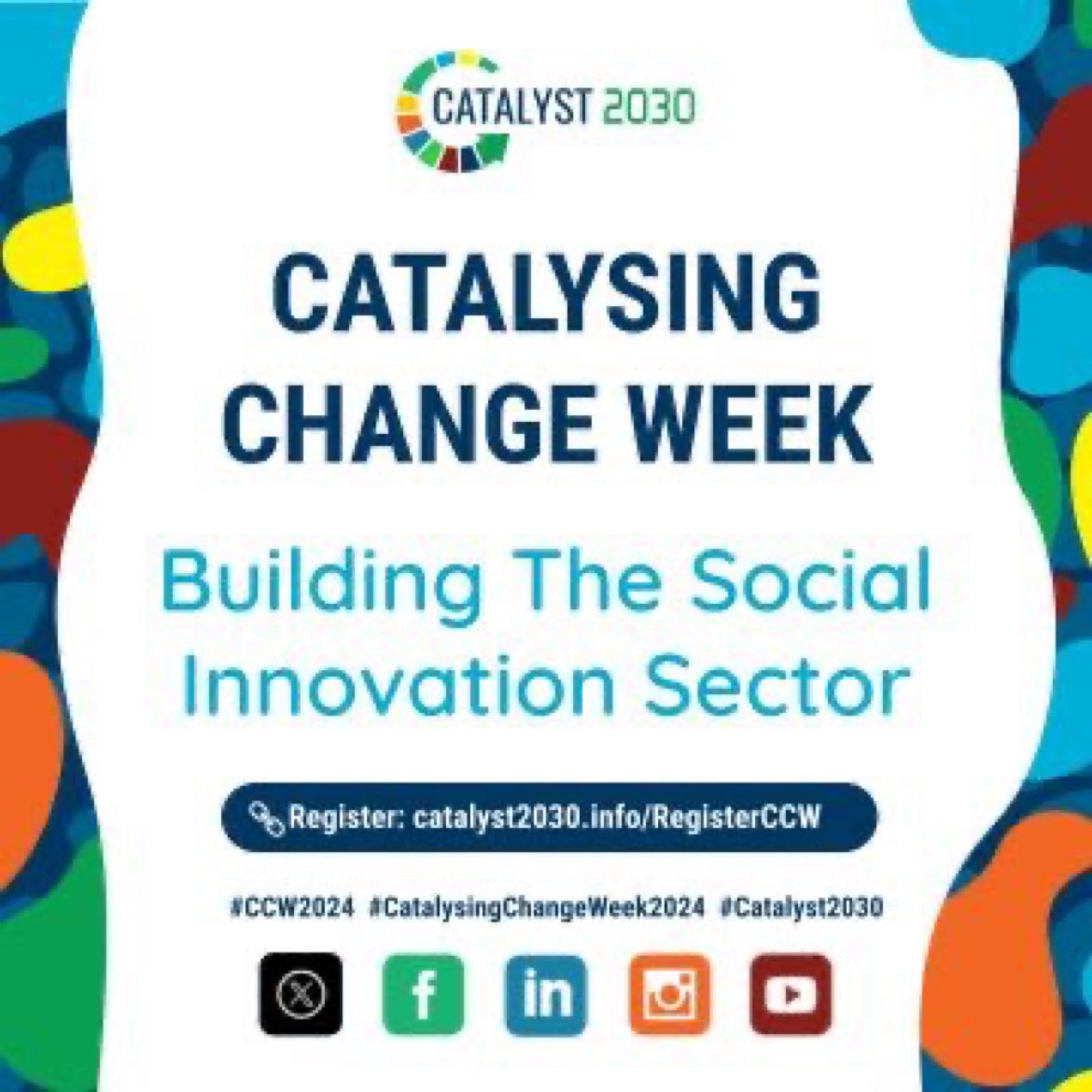 Guys don’t miss the Catalysing Change Week where global leaders unites for an unforgettable social innovation experience!  

Don't miss out - register here now: catalyst2030.info/RegisterCCW 😌.
#CatalysingChange #Catalyst2030