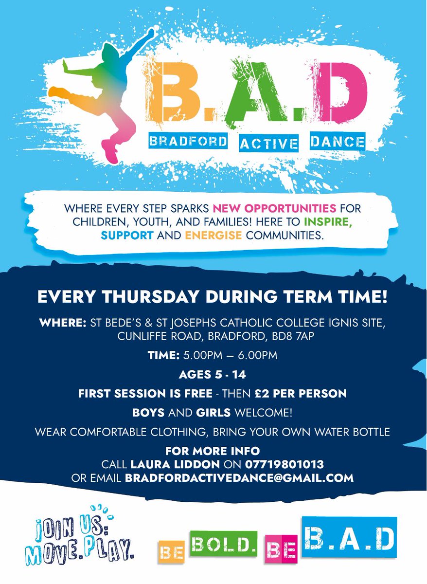 Bradford Active Dance 💕Thursday💕🩷 sessions at St Bedes & St Joseph’s (Ignis Site)! First session is FREE, each session then on £2 per child. Bring a friend and your session that day is also FREE!