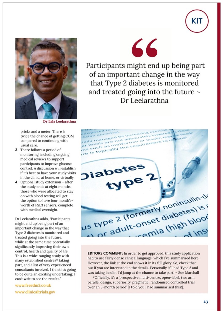 The FreeDM2 study is open to national recruitment for people living with T2DM - see page 22 of desang.pagetiger.com/desang-magazine and please pass onto anyone who might be interested 👍 @LalanthaL @drpratikc @DrAliLumb @AjjanRamzi @Ahmed742Iqbal @parthnarendran @gadgetgus @ABCDiab