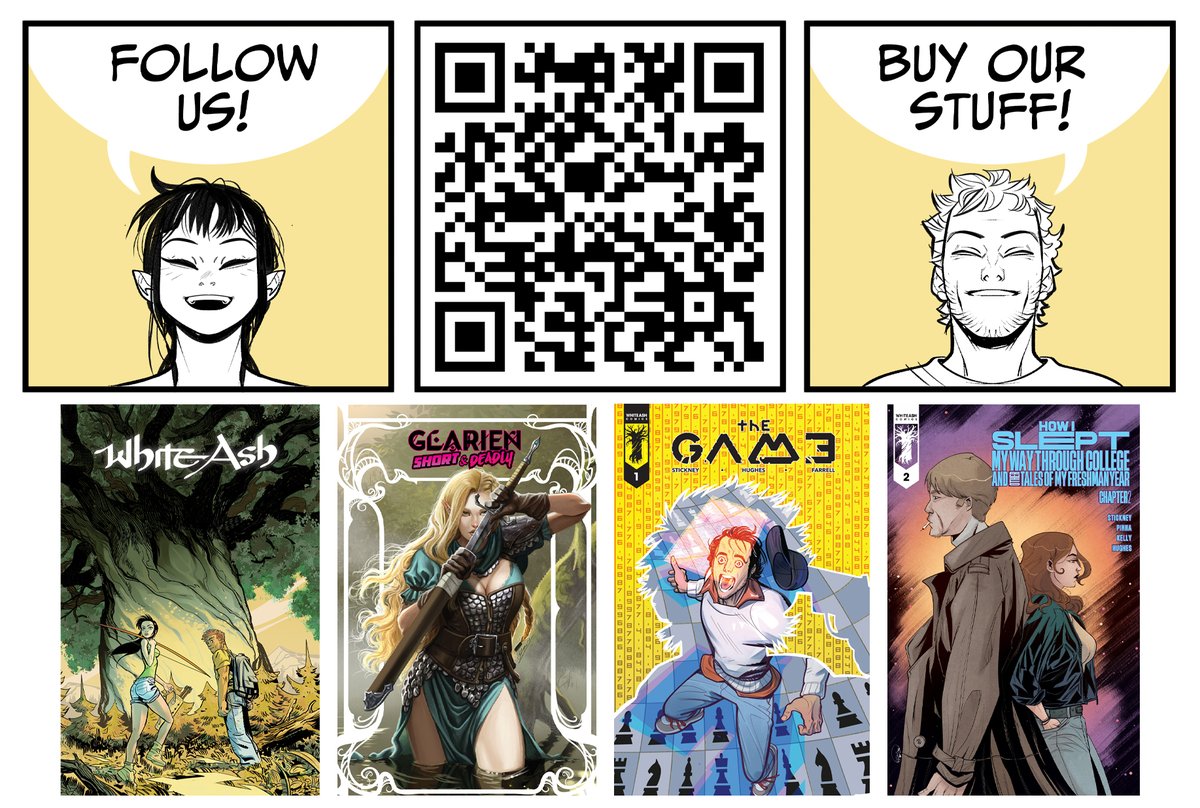 A reminder if you want to buy our books and follow our other socials, all that goodness can be found here -- linktr.ee/whiteashcomics