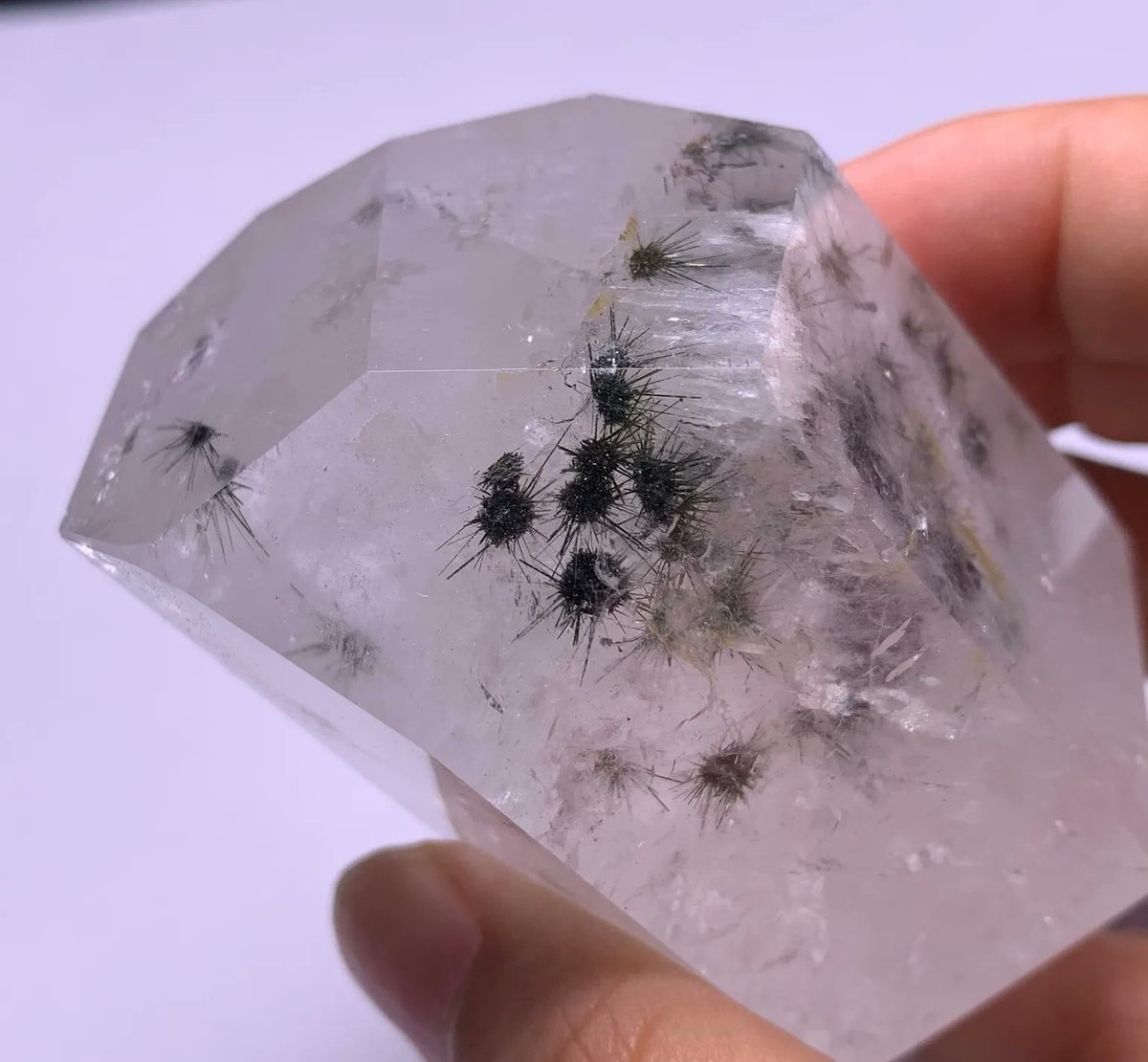 Natural Hollandite in cut clear Quartz Crystal specimen Photo:ShiYunCrystal