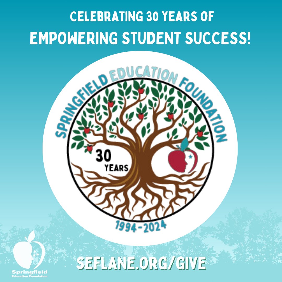 This month marks 30 years since Springfield Education Foundation's inception! Since 1994, we've raised and invested over $3.3 million in Springfield Public Schools. THANK YOU to our community for 30 years! #SEF30YearsStrong #ThankYou #TogetherWeThrive #CommunityStrong #WeAreSPS