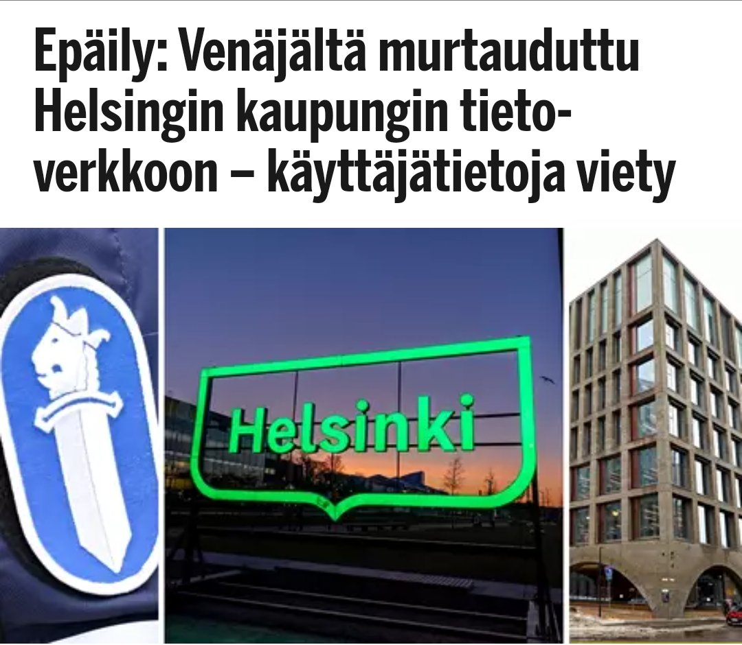 Epäily: Venäjältä murtauduttu Helsingin kaupungin tieto­verkkoon. Käyttäjätietoja on saatettu viedä esimerkiksi opettajilta Joo niin varmaan 🤡 kyllä jäljet johtaa sylttytehtaalle, eli CIA & NSA ovat asialla