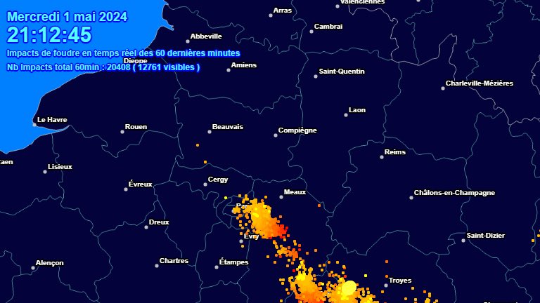 🔴 DIRECT - #IledeFrance : La ligne #orageuse 'intense' et 'organisée' se met progressivement en place. 

👉 Des orages remontent vers #Paris et le reste du bassin parisien. La région est en vigilance orange. (kevinfloury) #Météo