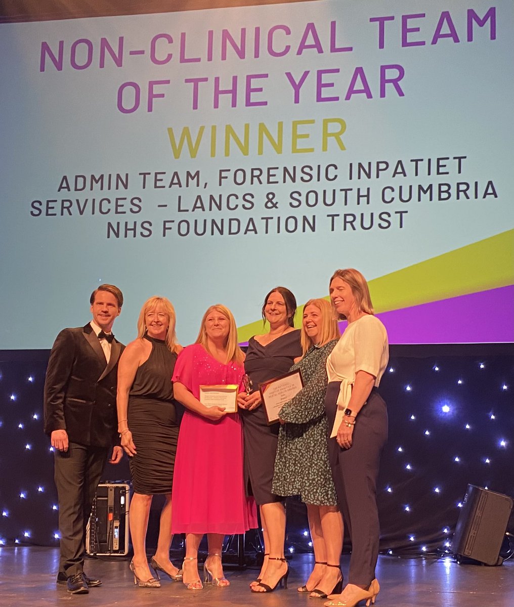 So proud of our @WeareGuildLodge admin team winning non-clinical team of the year. Such a fabulous team supporting health and well-being @fbv1087 @greenall_jo @LauraGeary6 @AnnePye3 #MHAwards24 @WeAreLSCFT