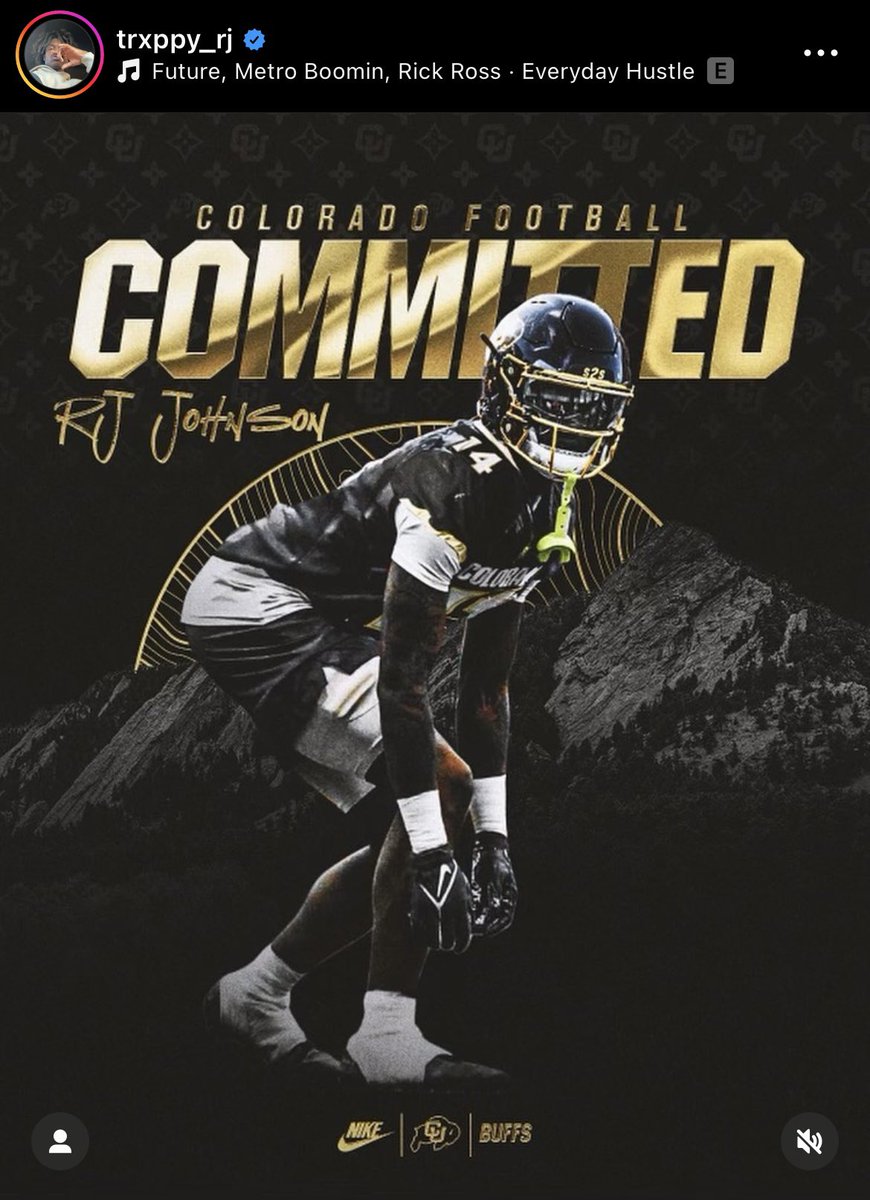 Former Arkansas DB RJ Johnson announces on Instagram that he’s committed to CU. Johnson was a 3⭐️ recruit in the class of 2023 before redshirting last season #CUBuffs
