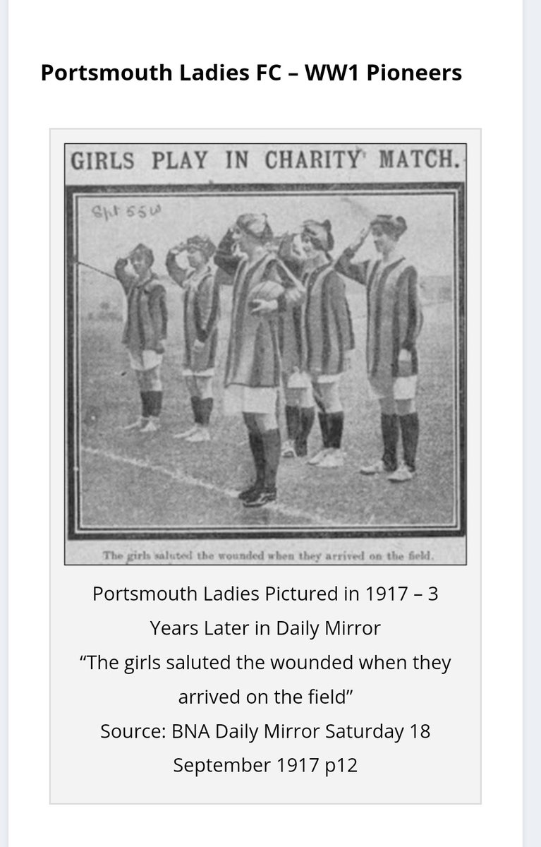 1902 English FA Ban on Women Footballers was enacted at Fratton Park in 1914 @george_wedlake @Uma_Gurav Looking forward to @NAM_London Talk 22 May @footballandwar @Playing_Pasts Ban was never repealed... ⚽️playingpasts.co.uk/articles/footb…⚽️