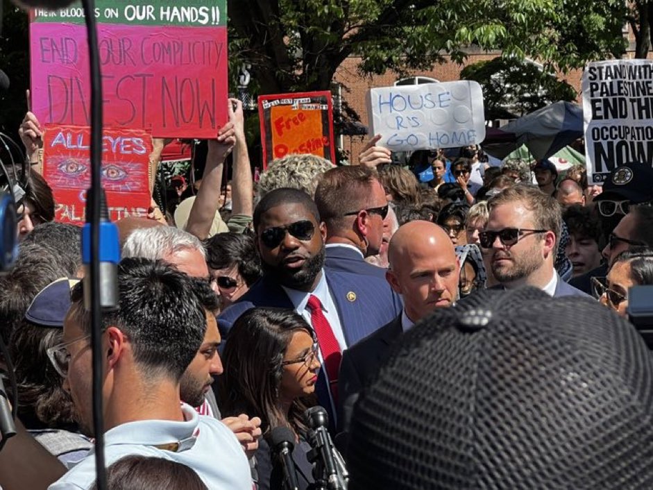 James Comer, Byron Donalds, and Lauren Boebert are touring the protest at George Washington University.