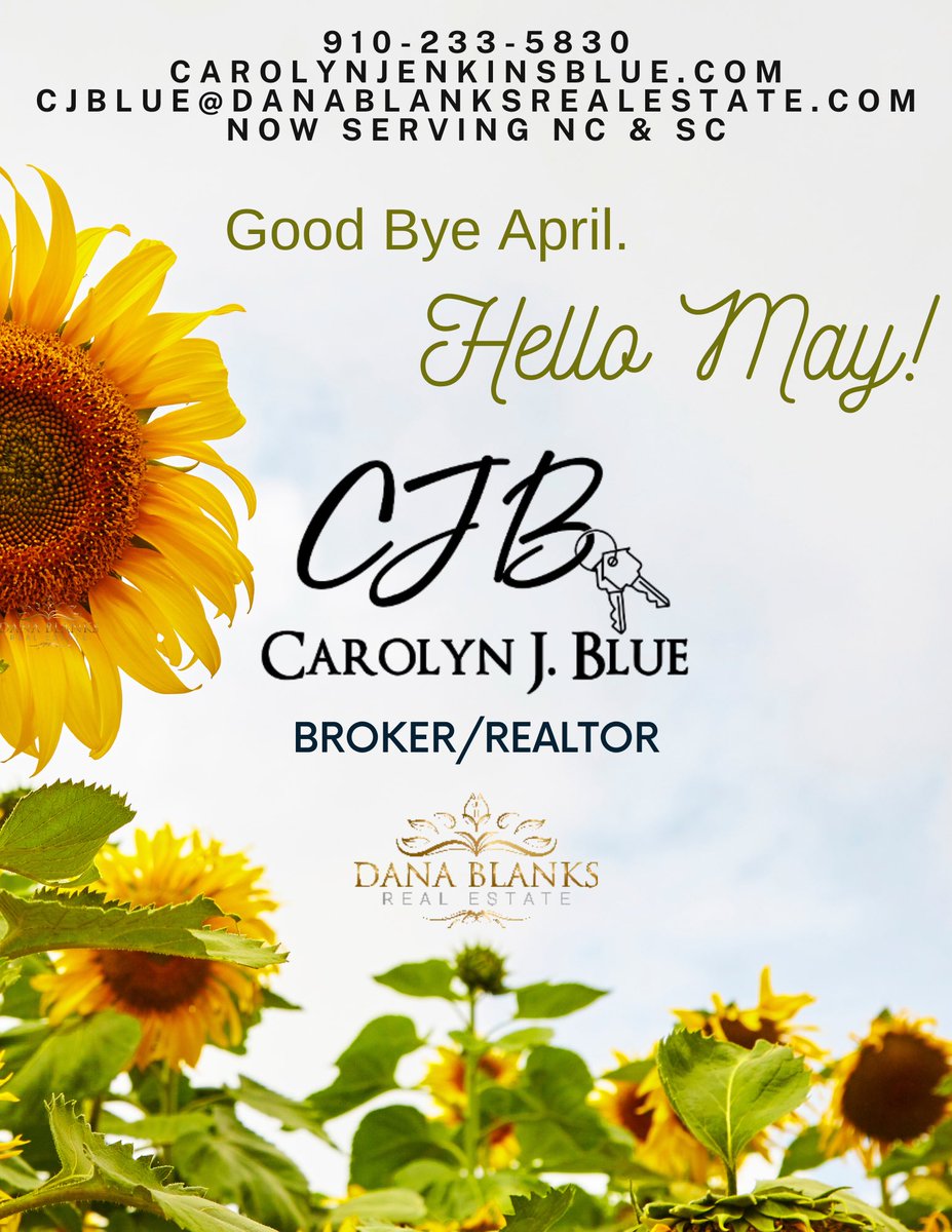 Embrace_It_Now's tweet image. Welcome May!!! It’s a great time to buy or sell!!!

.
.
.
Contact Us At:
.
@carolynjenkinsblue
@danablanksrealestate
.
(910) 233-5830
.
carolynjenkinsblue.com
.
.
#realestate #ncrealtor #screaltor #residential #commercial 
#carolynjblue #carolynjenkinsblue #danablanksrealestate