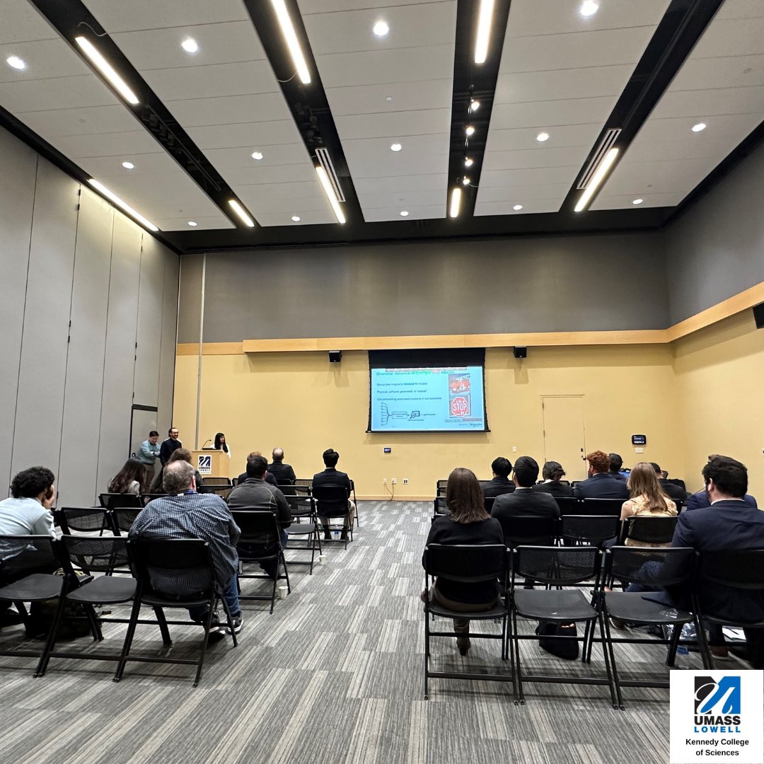 On Tuesday, a team of UML students presented the final results of their undergrad design project to Schneider Electric. These students work with Professor Ian Chen in the Miner School. Schneider mentors are Ted Han and Nick Yameen ‘19, ‘21 (BS and MS in computer engineering).