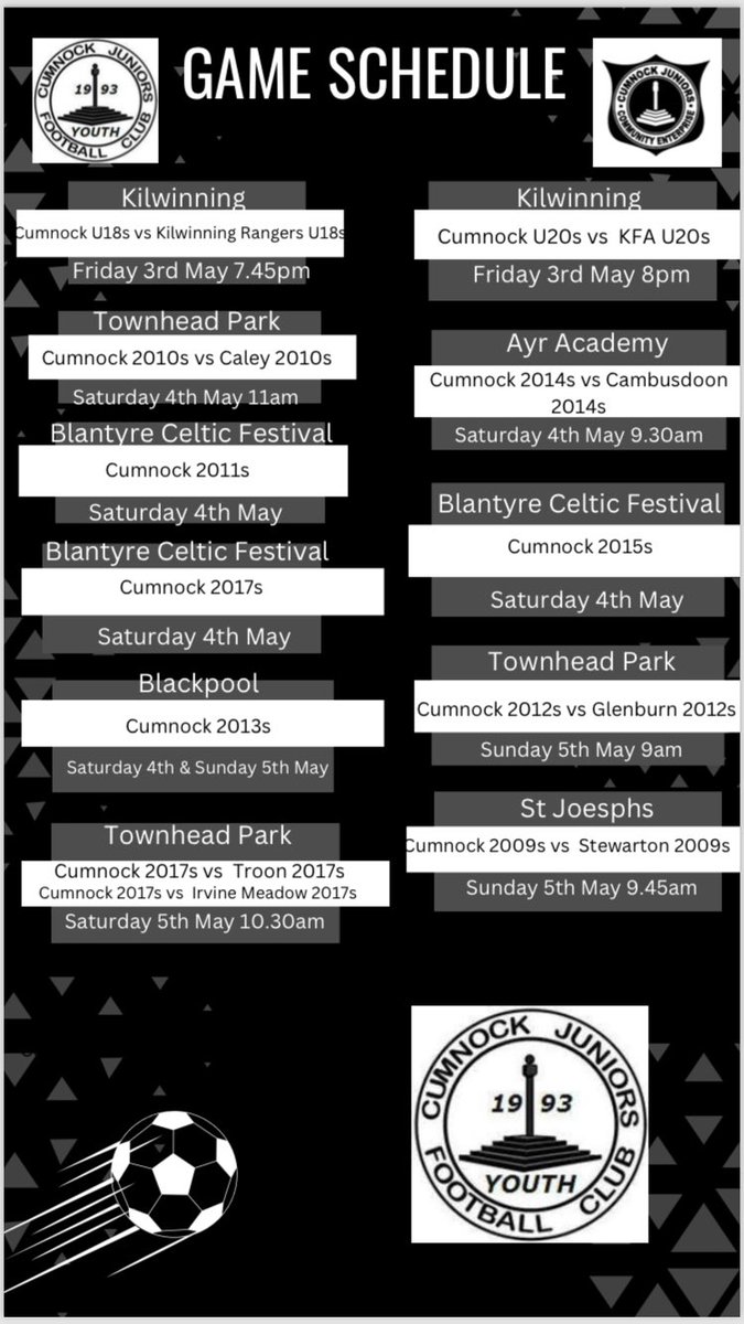 Less league games and more festivals this weekend for the Cumnock squad. ⚽️⚫️⚪️⚽️