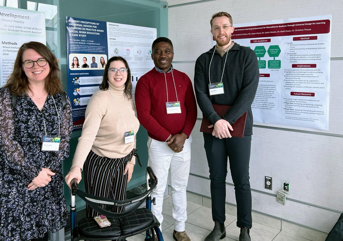 Cross-campus collaboration today at the @CITL_MemorialU Teaching and Learning Conference 2024 with a lightning talk and poster presentation by faculty and students from @MemorialU's School of Social Work and Faculty of Education. #UniversalDesign #AntiAbleistPedagogy