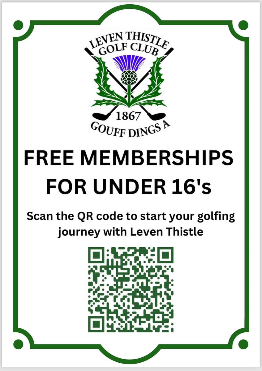 Free membership for under 16s this summer at @Leven_ThistleGC What a brilliant initiative 👏 leventhistlegc.co.uk/online-members…