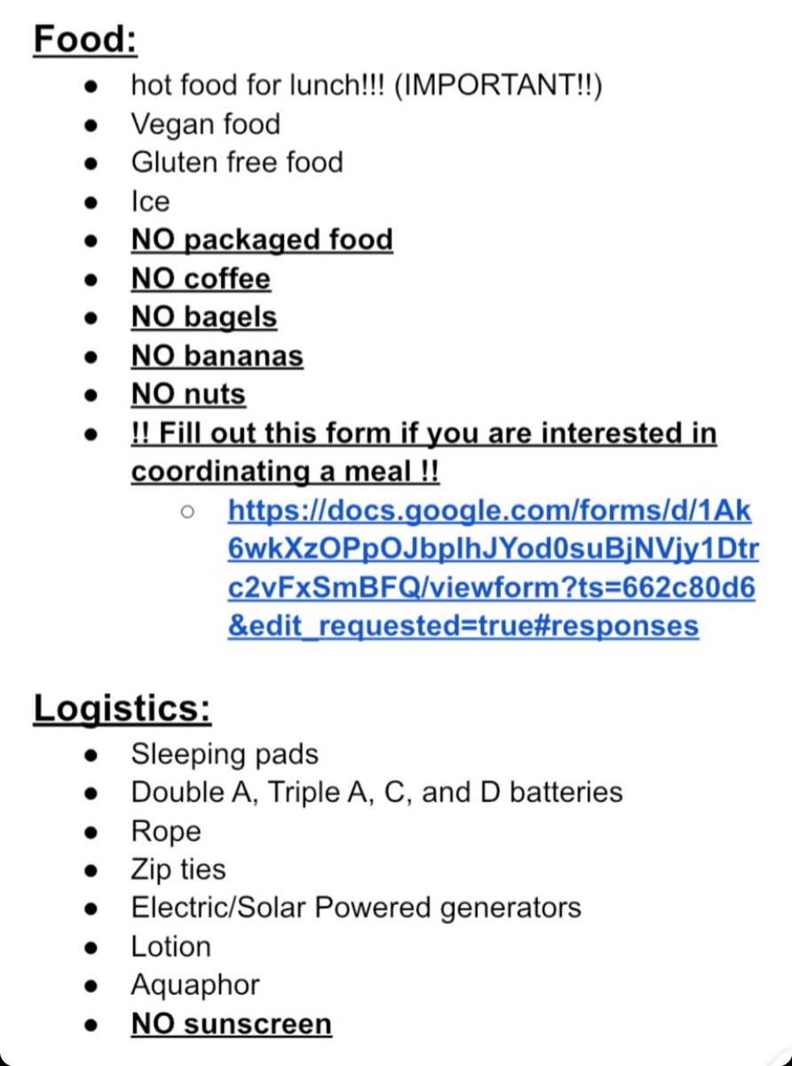 UCLA SUPPLY NEEDS

URGENT:
Headlamps
Airsoft Goggles
Gas masks/respirators 
Skater helmets
Shields
Wood for barrier
Knee & elbow pads
Rain ponchos
Canopies
Utility gloves of various sizes
Super bright flashlights w/ strobe, charged
Umbrellas