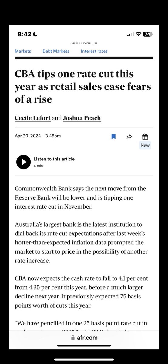 So at 1238pm @CommBank said interest rates were going up next meeting but at 348pm they’d totally flipped to a rate cut off the back of retail sales figures. 

WHAT. THE. FUCK.