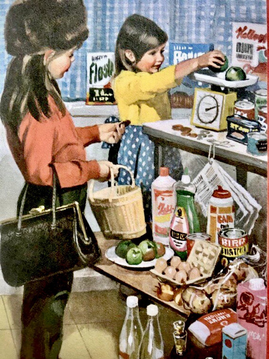 When no weekly shop was complete without Birds custard, Imperial Leather, talcum powder and a tin of spam Artist: HarryWingfield (1972)