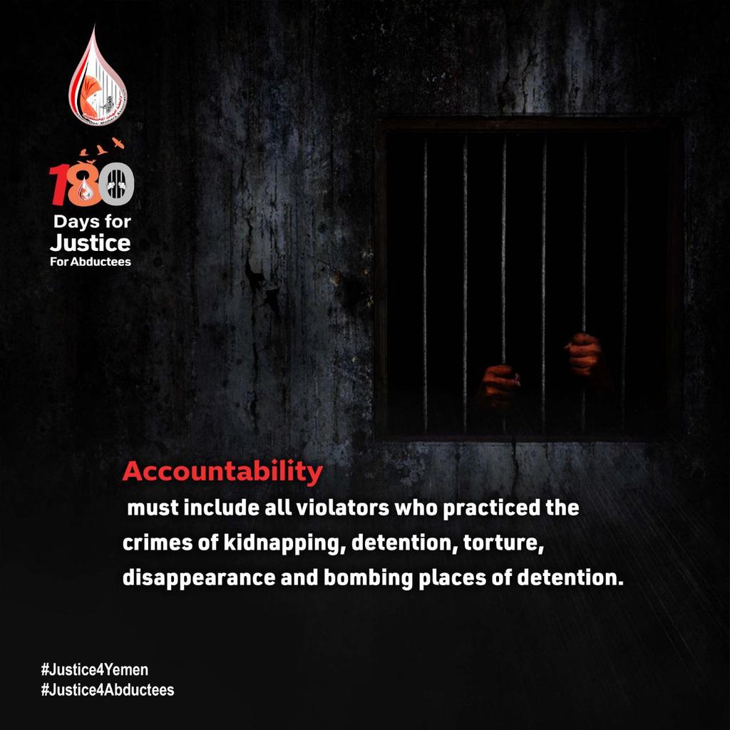Accountability must include all violators who practiced the crimes of kidnapping, detention, torture, disappearance and bombing places of detention. #Justice4Yemen #MySonFreedomFirst