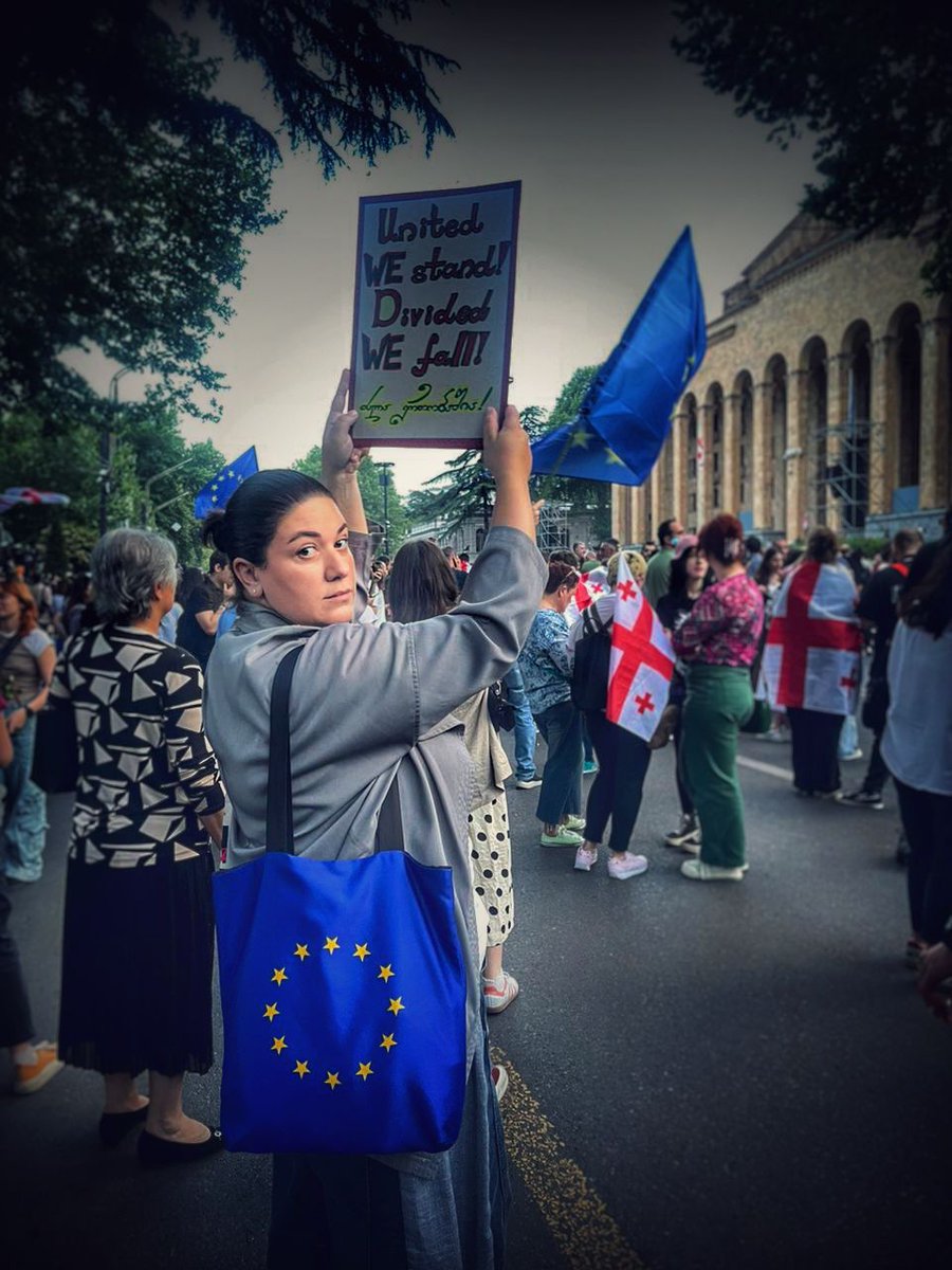 Deeply disappointed by Georgian Parliament's approval of Russian-style 'transparency of foreign influence' law on 2nd reading. We're in the streets protesting actions that will harm Georgia's EU integration. Upholding freedom of assembly & peaceful protest is crucial! 🇪🇺🇬🇪🇪🇺🇬🇪🇪🇺