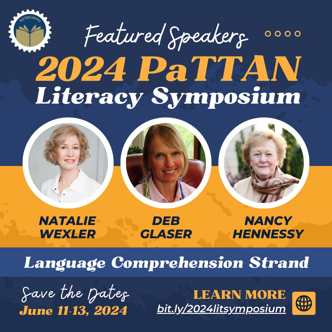 Are you registered yet for the 2024 PaTTAN Literacy Symposium? Don’t miss the Language Comprehension Strand featuring @natwexler, Deb Glaser, and Nancy Hennessy! Learn more at bit.ly/2024litsymposi… or register now: pattan.net/Events/Confere… #literacymatters #PaTTANLitSymposium