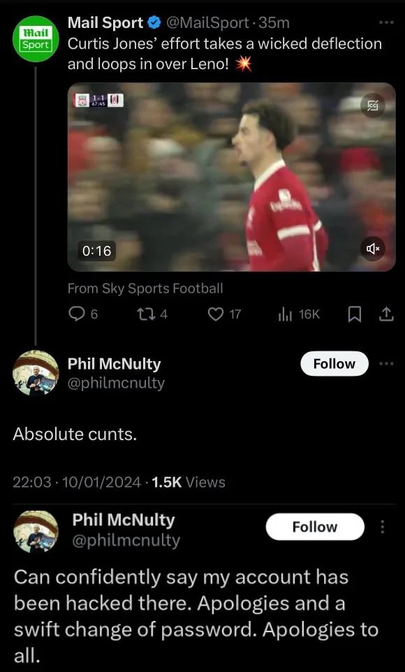 Remember when @philmcnulty forgot to change accounts before tweeting? 🤣