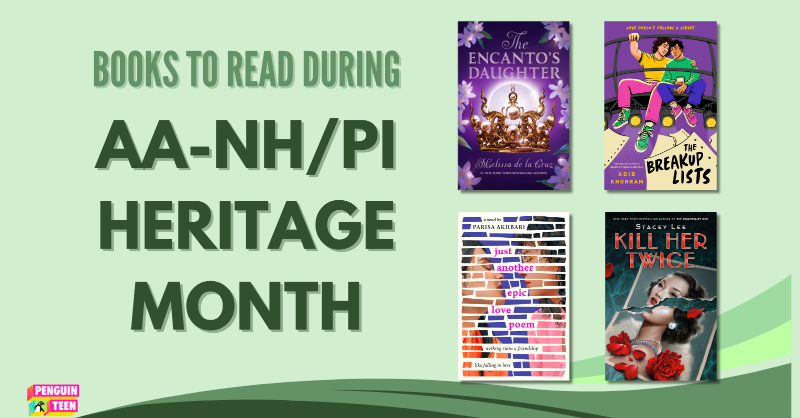 PenguinTeen's tweet photo. May is Asian American and Native Hawaiian/Pacific Islander month. Here are 45 book recs for your shelf, including reads from @MelissadelaCruz, @ParisaWrites, @staceyleeauthor, and more! 📚 #AANHPIHeritageMonth