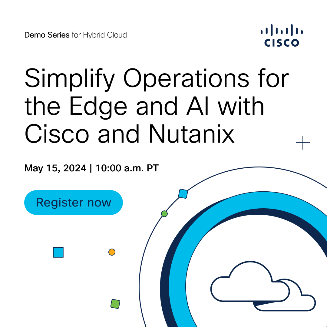 🎉 Unpack the latest systems, networking innovations, and AI capabilities with a live demo of the industry’s most complete hyperconverged solution: Cisco Compute Hyperconverged with @Nutanix. Register now 👇🏻 cs.co/6015jJ1L3 #CiscoDCC