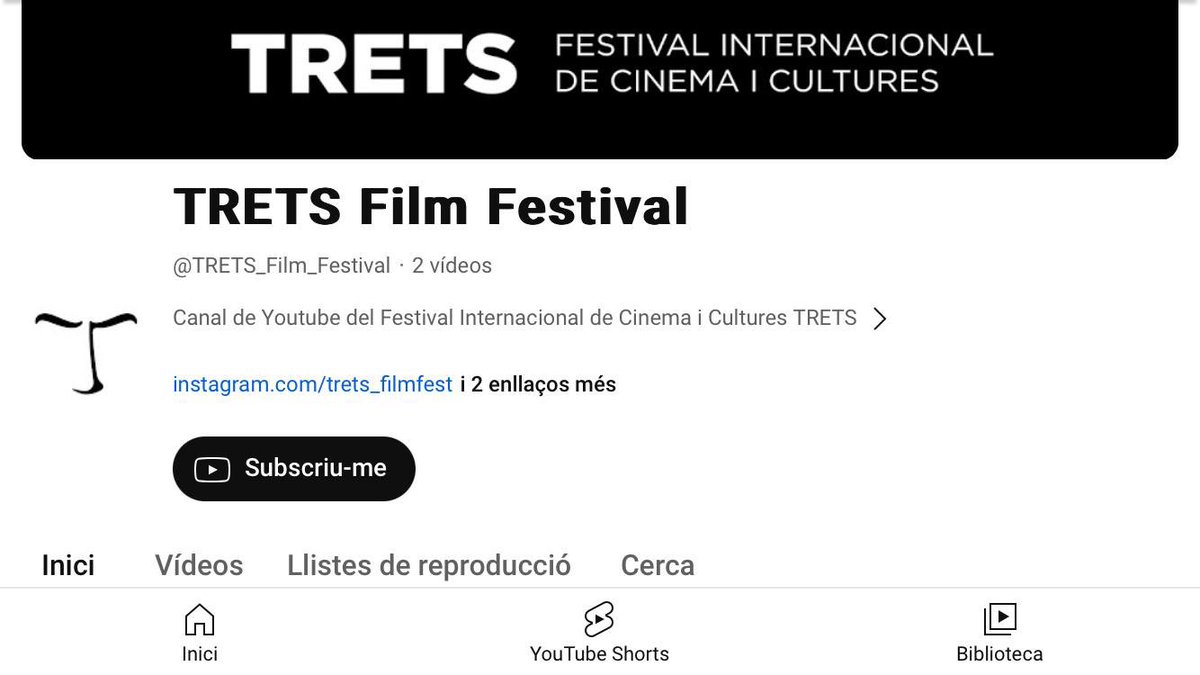 ℹ️ Hem obert canal de Youtube del Festival Internacional de Cinema i Cultures 𝗧𝗥𝗘𝗧𝗦.

Us podeu subscriure aquí 👉🏻 tuit.cat/voMjz

#TretsFilmFest #Trets2024 #LaRàpita #TerresdelEbre