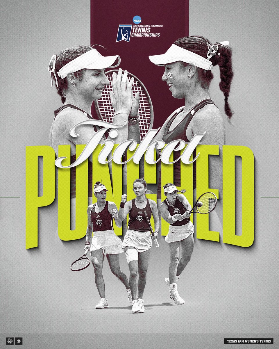 Individual NCAA Tournament tickets are punched 🎟️

Singles: Mary, Mia and Nicole 🤩
Doubles: Mary and Mia 🤩

#GigEm // #AggieWT