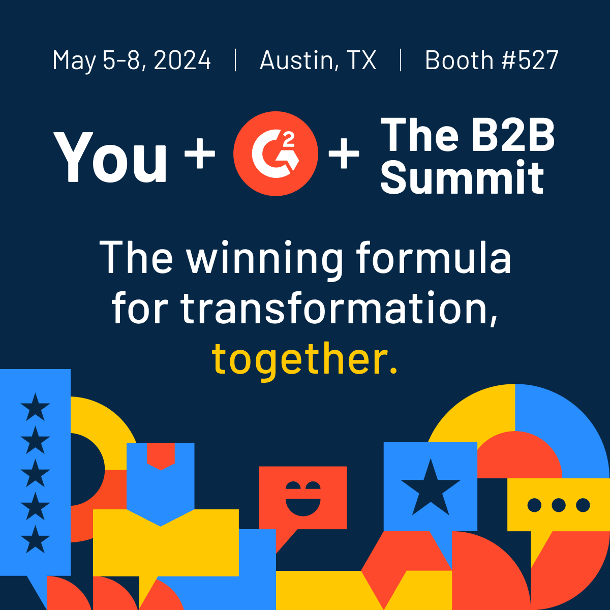 It’s May, which means @forrester B2B Summit is right around the corner! 🤠 👋 Swing by Booth #527 to chat live 👋 Reserve time with one of our experts (bit.ly/3UjqT4n) 👋 Attend the G2 x @SproutSocial case study session #ForrB2BSummit
