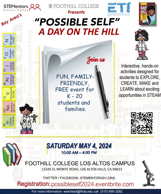 Looking for a fun, free, family math event? Check out the Bay area's 'Possible Self STEAM' day happening on Saturday, May 4. We'll be there, and we hope to see you, too! #mathfestival #STEAM @STEMentorsSV
