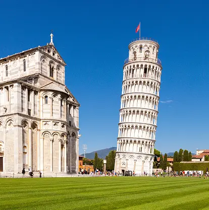 Leaning Tower of Pisa: The Leaning Tower of Pisa, located in the city of Pisa, is known worldwide for its unintended tilt. It is a symbol of architectural marvel and attracts millions of visitors annually. #LeaningTowerofPisa