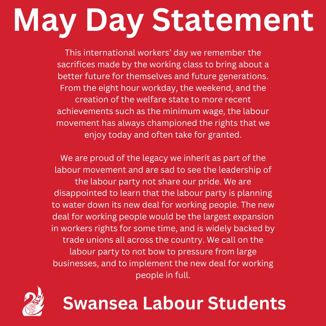 Swansea Labour Students statement this May Day, and on the recent news about the new deal for working people.