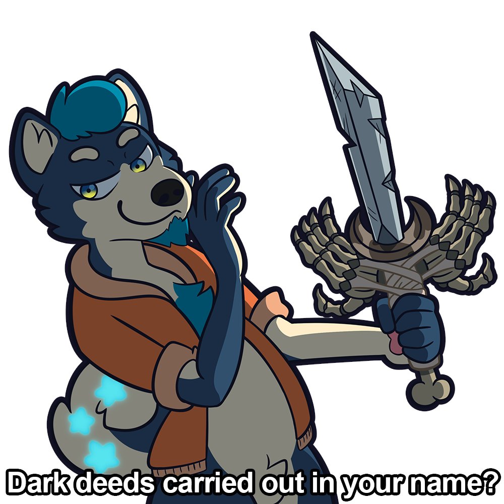 Hey... would you like some DARK DEEDS carried out in your name~?💀 Made a new sticker for my server based off a screenshot from The Owl House!