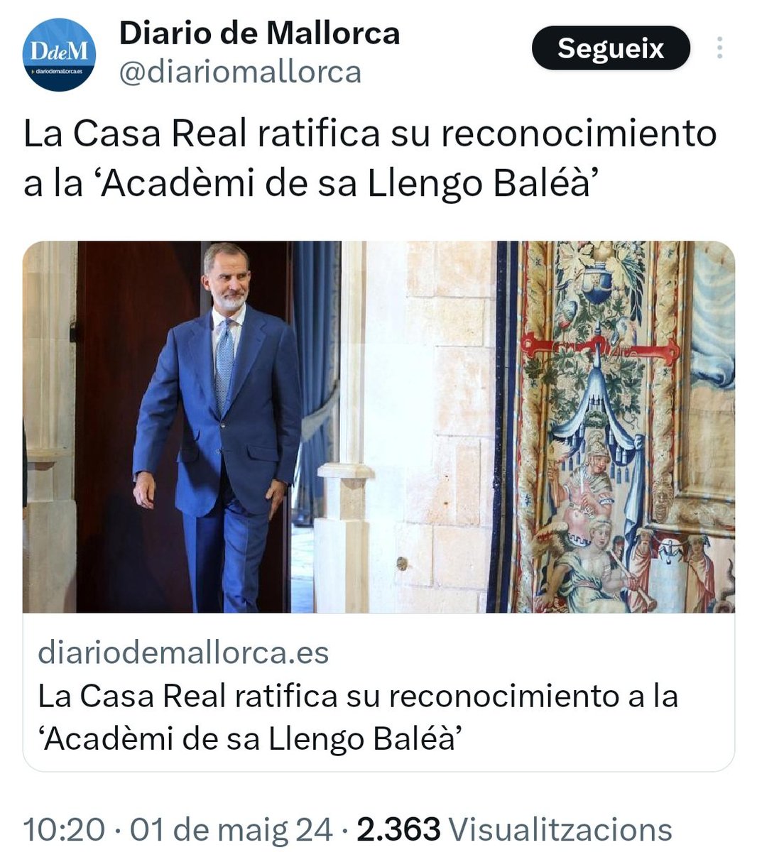 ¿Os imagináis a Felipe VI otorgando el título de 'Real' a la Academia del Terraplanismo? Pues esto tiene el mismo rigor científico y lo justifica el objetivo de destruir la lengua catalana. El sueño húmedo de los borbones y el nacionalismo español.