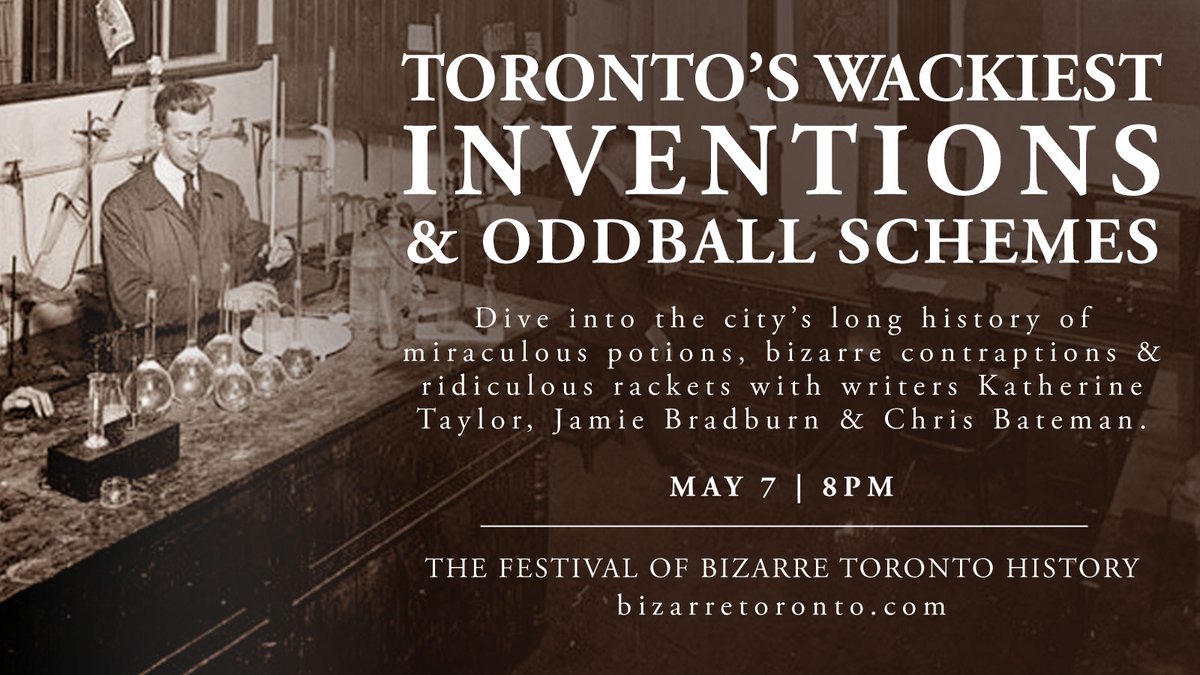 Happy to announce that I will be part of @TODreamsProject's Festival of Bizarre Toronto History! Join me, @OneGalsToronto and @chrisbateman  on May 7 as we spin a yarn or two! #TOHistory