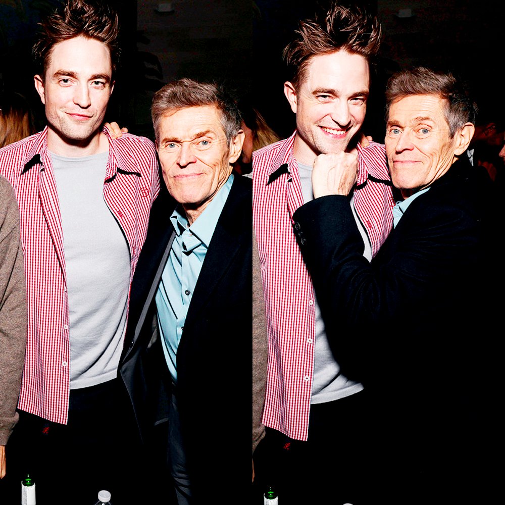 Robert Pattinson e Willem Dafoe na after-party de 'Poor Things' em dezembro do ano passado 💕