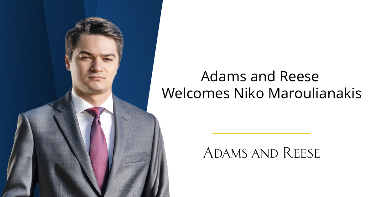 Adams and Reese welcomes #litigation attorney Niko Maroulianakis to #Sarasota. Niko is an active member of @TheFlaBar. He earned his J.D. from @stetsonlaw. Meet Niko >> adamsandreese.com/people/nichola… #Insurance #Trucking #Transportation #ProductsLiability #Florida