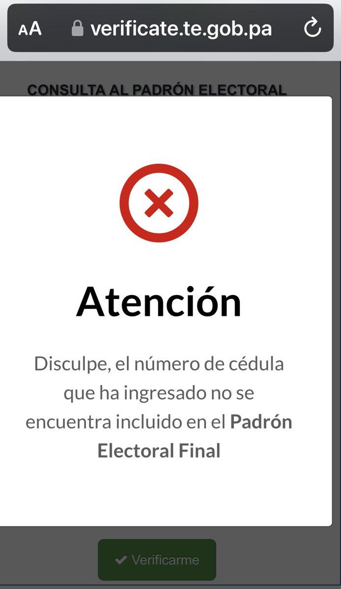 #ELECCIONES2024 EL @tepanama TRIBUNAL ELECTORAL PUEDE INDICARLE A LA CIUDADANÍA POR QUÉ APARECE ESTE MENSAJE EL DÍA DE HOY? SERÁ PORQUE ES DÍA DEL TRABAJO? EN UNA PLATAFORMA NO PUEDE EXISTIR ESTE TIPO DE ERROR! @tvnnoticias @TReporta @MiguelABernalV @OEA_oficial @nexnoticias