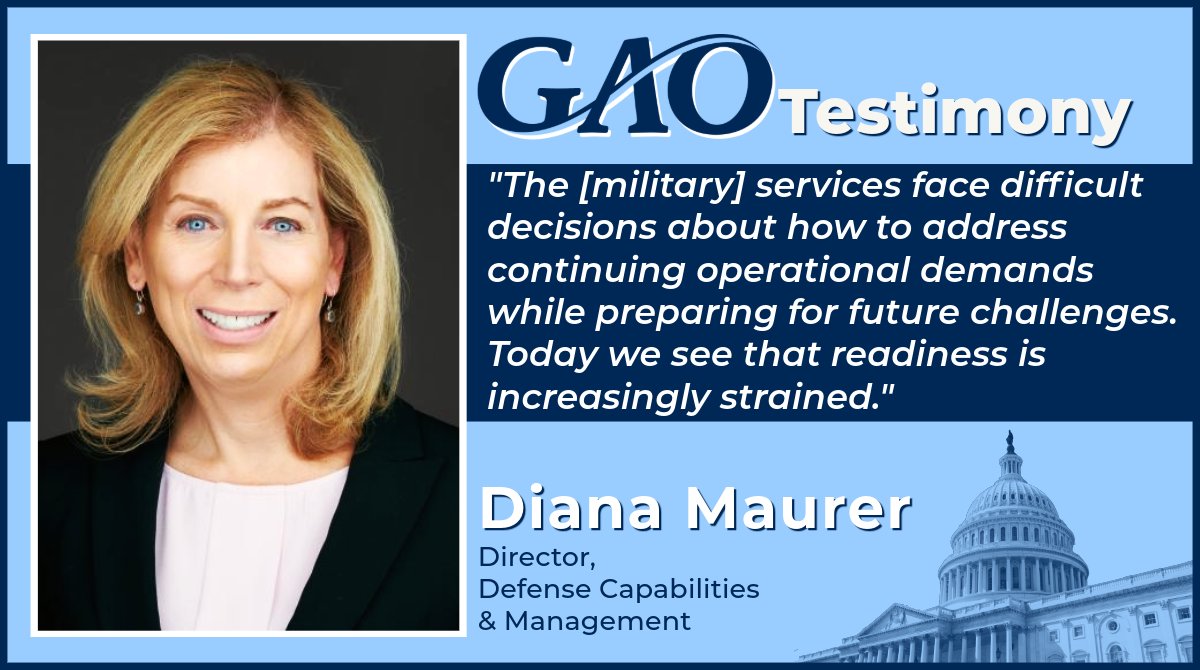 Service member fatigue, limited availability of mission-ready aircraft, and poor conditions at Navy shipyards are just some of the readiness challenges @DeptofDefense faces while also trying to modernize forces. Learn more about our work on this issue: gao.gov/products/gao-2…