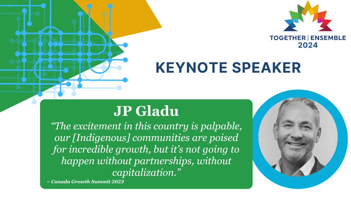 JP Gladu joins us on May 28 at the #TogetherEnsemble Conference as our #SustainableFinance keynote speaker.🌱🏦 JP has a wealth of expertise on sustainable Indigenous partnerships & shared economic prosperity. IN-PERSON🔗bit.ly/TEconferenceIn… ONLINE🔗bit.ly/TEConferenceOn…