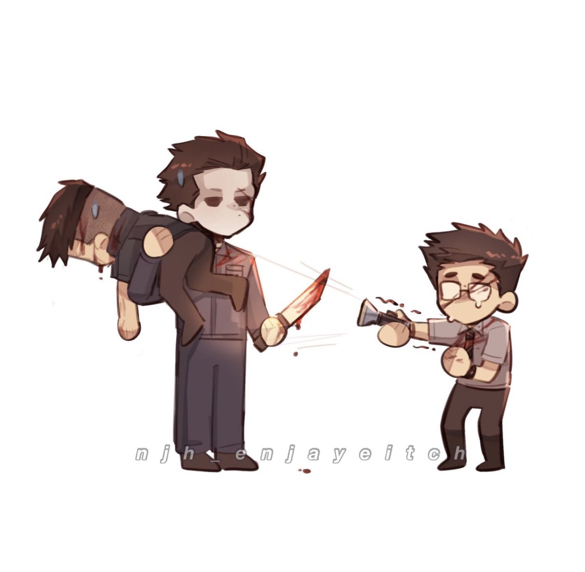 day 7 of silly #kingfield doodles - he got that console aim
#davidking #dwightfairfield #dbd #deadbydaylight #michaelmyers