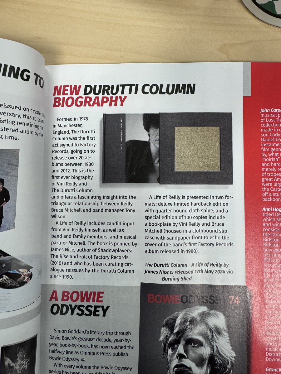 Many thanks to @blitzed80smag1 for mentioning our forthcoming @DuruttiColumn book “A Life Of Reilly” Preorder a copy of the book here: burningshed.com/artists/the-du… (Really good magazine by the way) #FactoryRecords #JoyDivision #NewOrder #DuruttiColumn